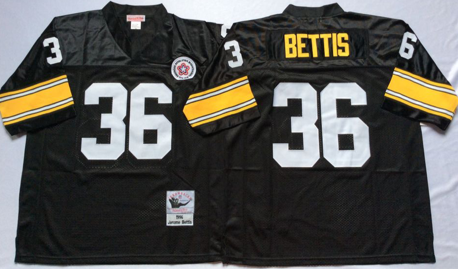 Men NFL Pittsburgh Steelers #36 Bettis black Mitchell Ness jerseys->pittsburgh steelers->NFL Jersey